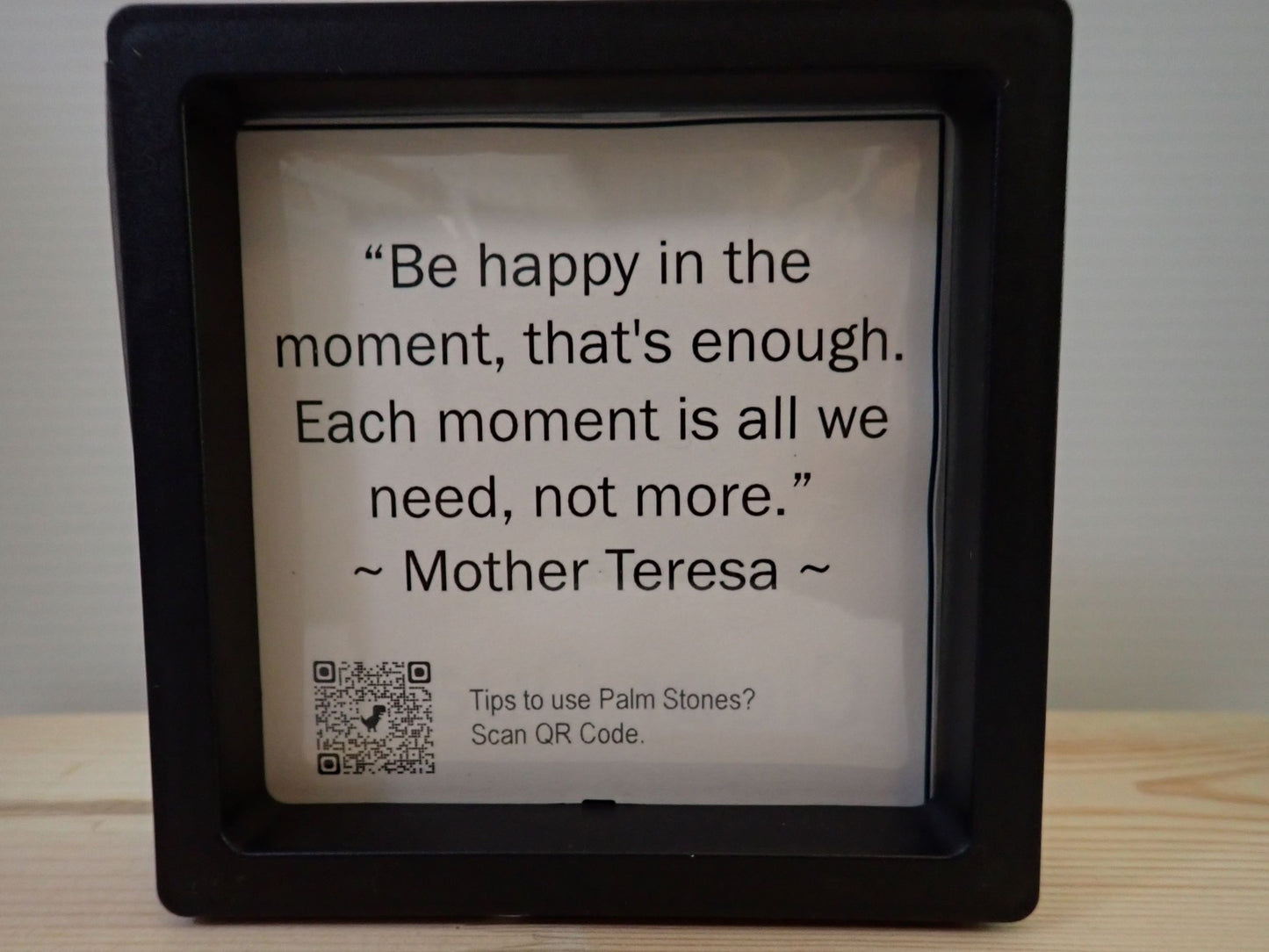 Clear Quartz Palm Stone - Mother Teresa quote card