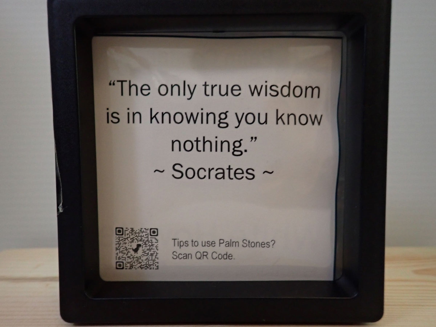 White Howlite Palm Stone - Socrates quote card