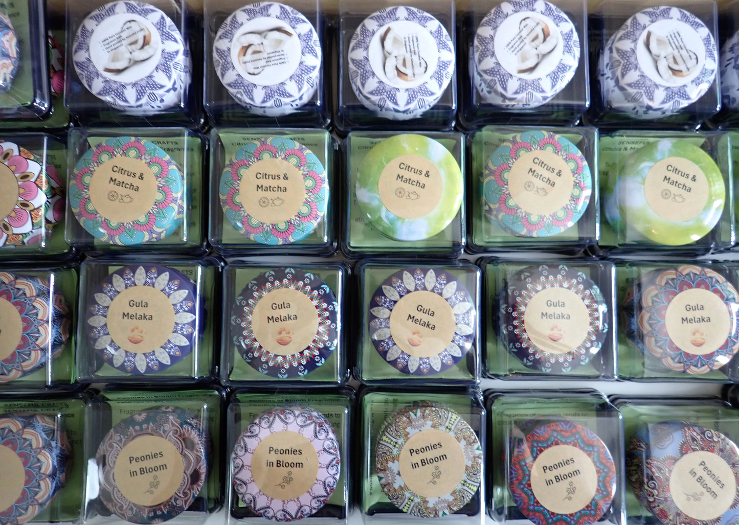 Candles in Batik Print Tins