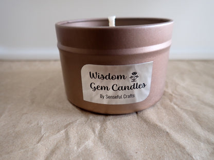 "Wisdom Gem" Candle - Coconut (Rose Gold Tin)