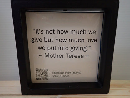 Rose Quartz Palm Stone - Mother Teresa quote card