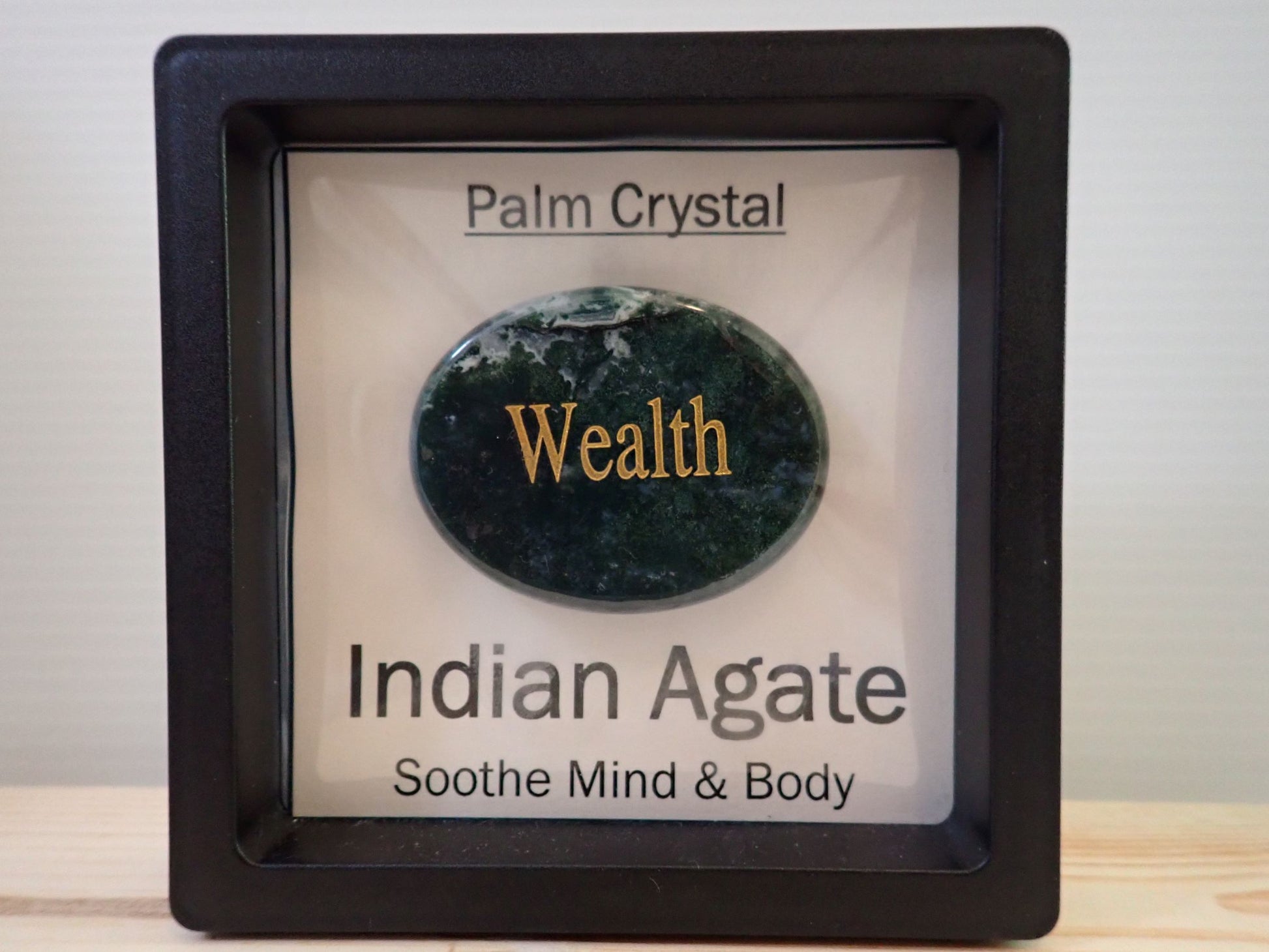 Indian Agate Palm Stone in floating display frame - Wealth