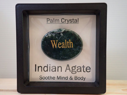 Indian Agate Palm Stone in floating display frame - Wealth