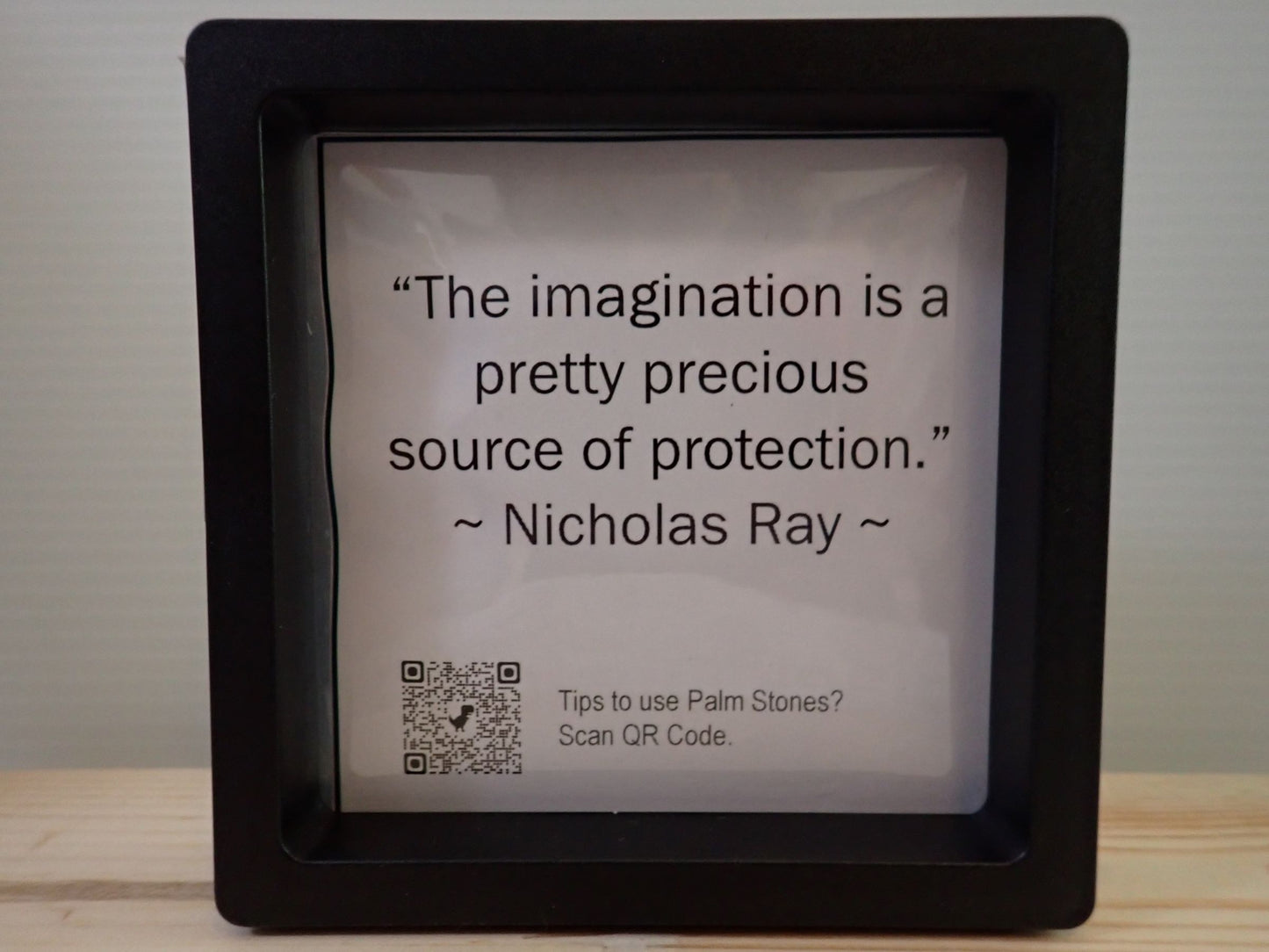 Black Obsidian Palm Stone - Nicholas Ray quote card