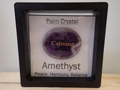 Amethyst Palm Stone in floating display frame - Calming
