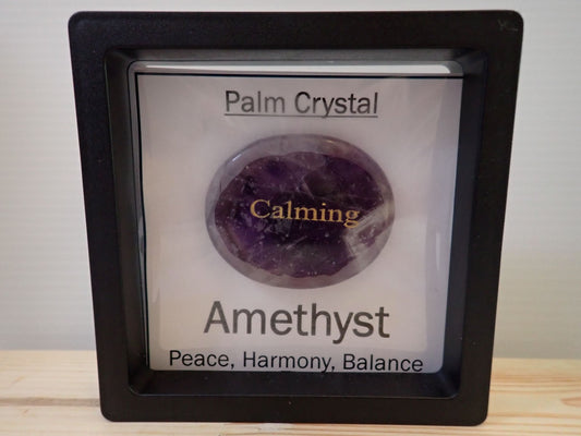Amethyst Palm Stone in floating display frame - Calming