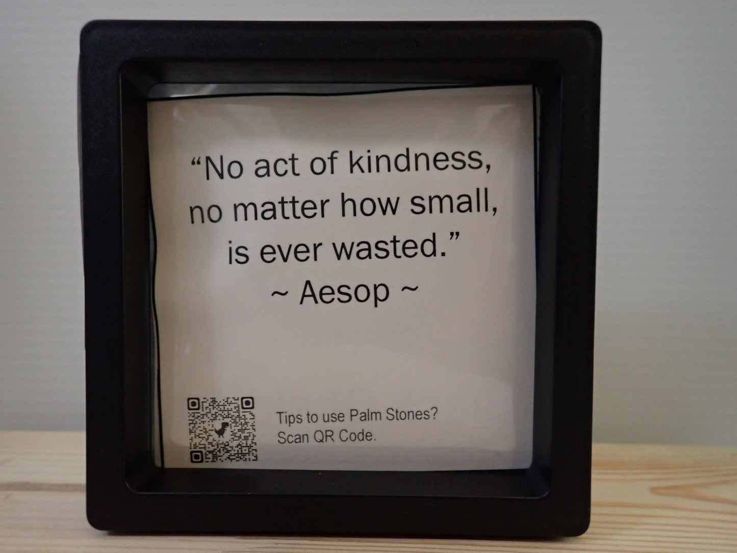 Black Obsidian Kindness Palm Stone - Aesop quote card
