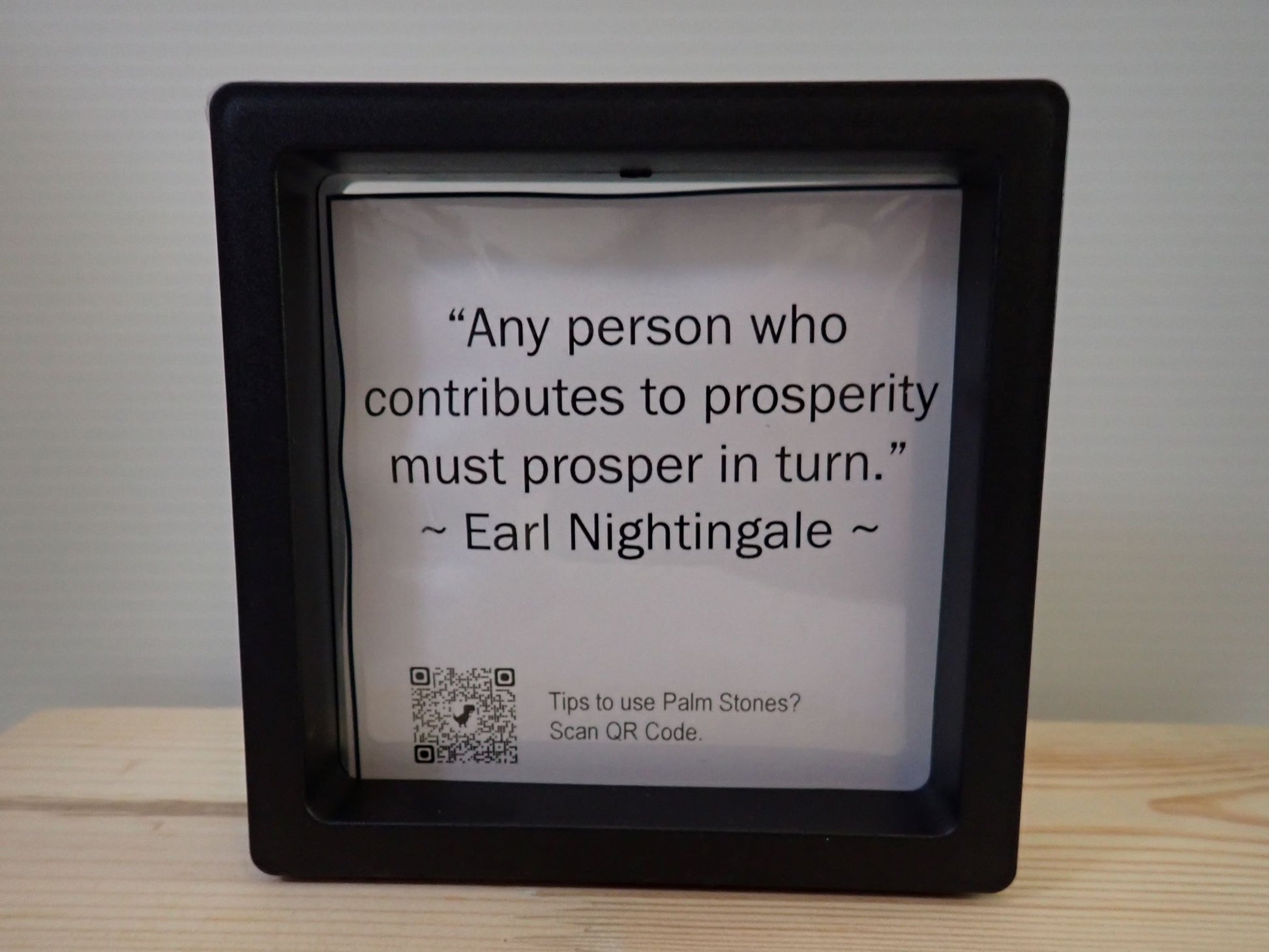 Green Aventurine Palm Stone - Earl Nightingale quote card