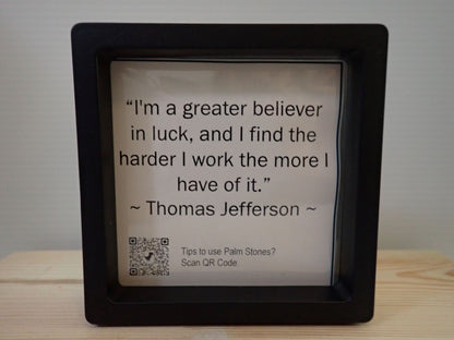 Unakite Palm Stone - Thomas Jefferson quote card