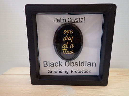 Black Obsidian Palm Stone - One day at a time