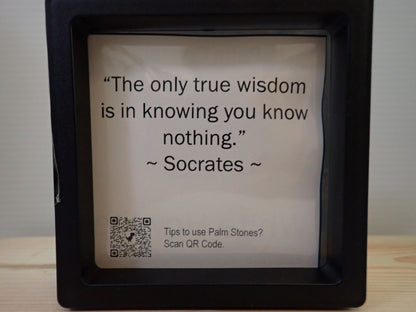 White Howlite Palm Stone - Socrates quote card