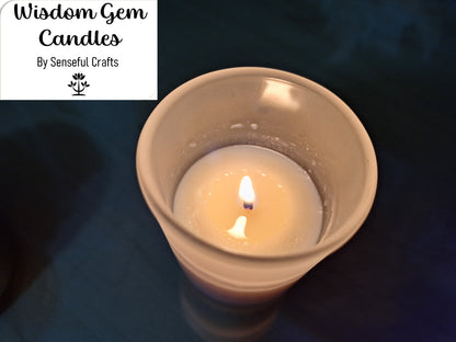 "Wisdom Gem" Candle - Soy (Mason Jar Frosted White Black Lid)