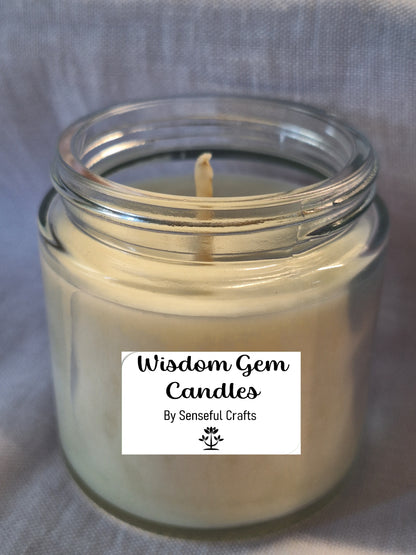 "Wisdom Gem" Candle - Soy (Mason Jar Gold Lid)