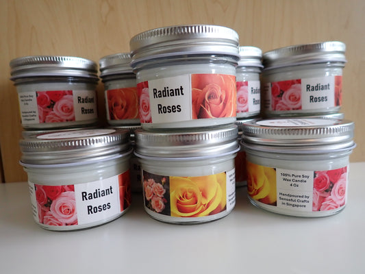 Candles in Glass Jars - Radiant Roses