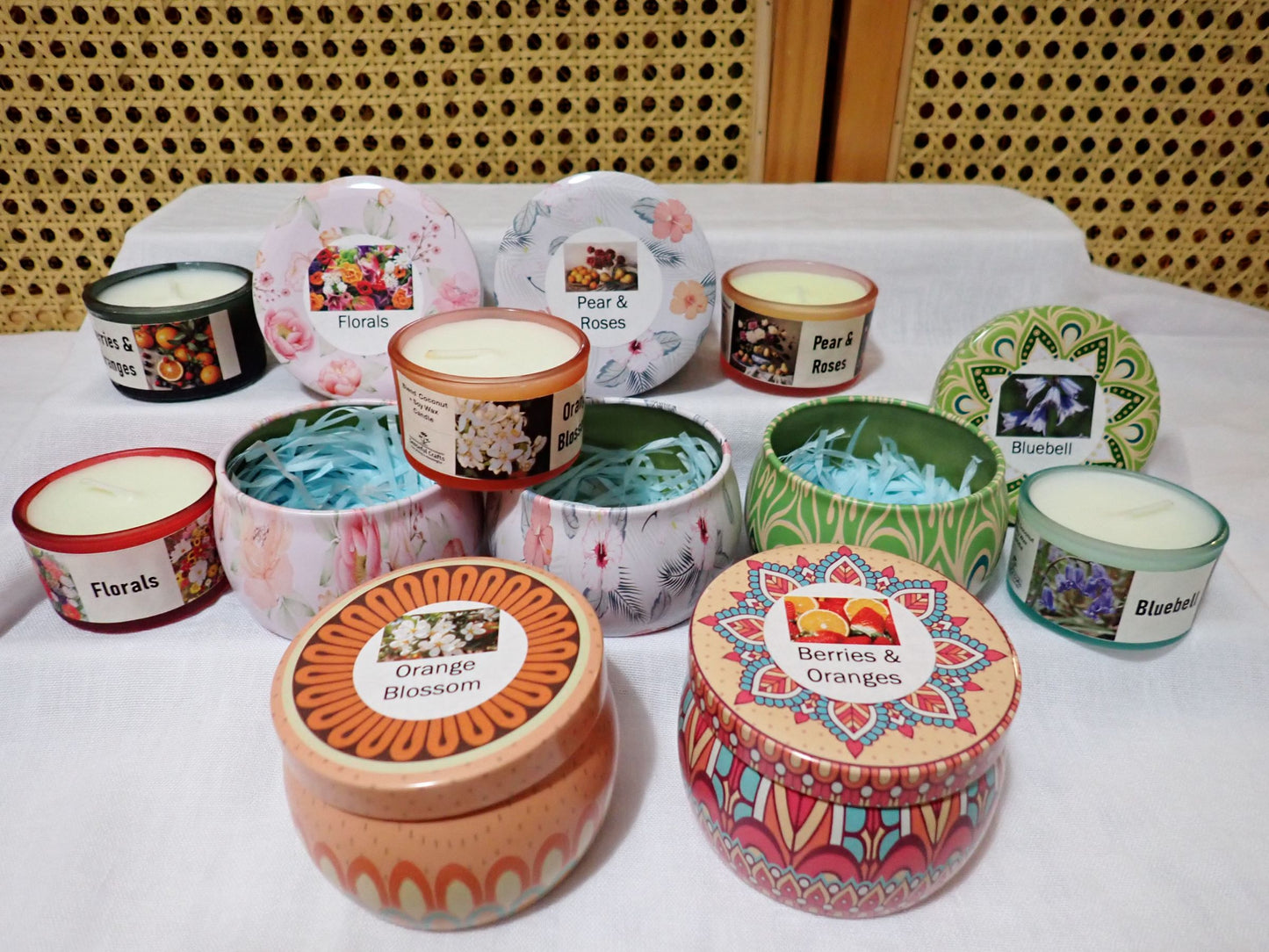 Florals limited edition votive tin candle by Senseful Crafts SG
