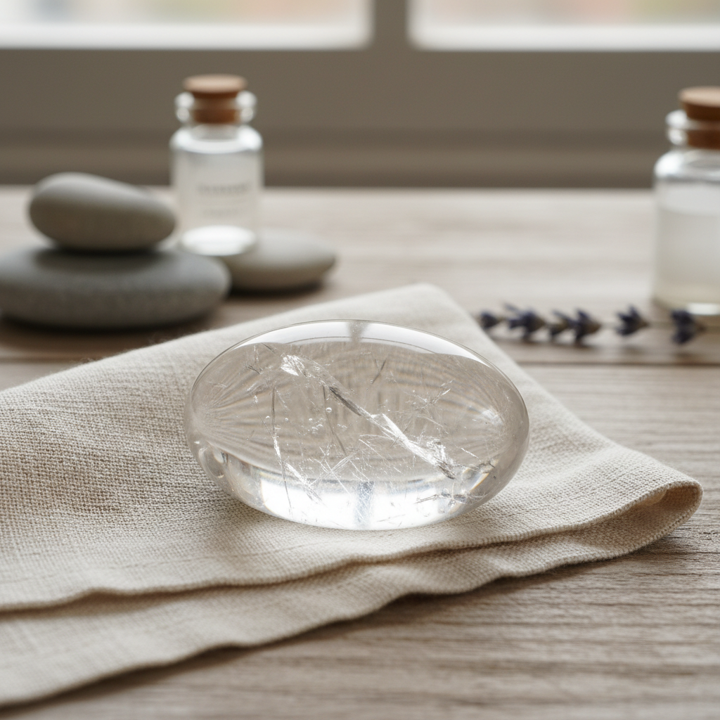 clear quartz palm stone