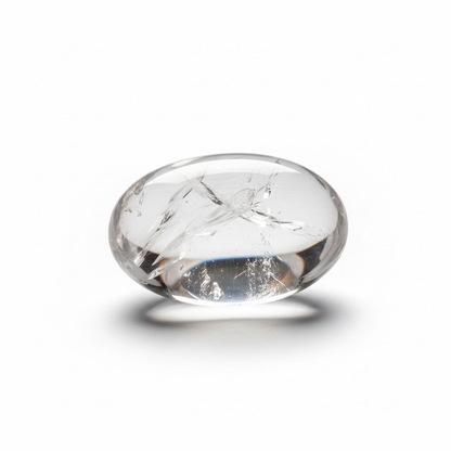 Polished Clear Quartz palm stone with transparent clarity