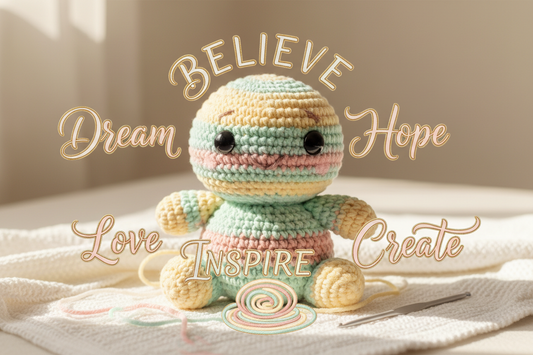 positive buddy crochet with inspirational words