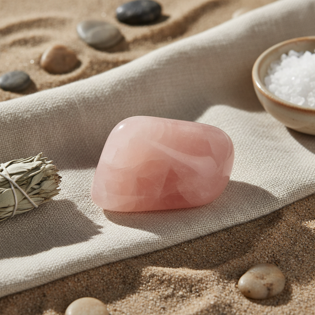 rose quartz palm stone